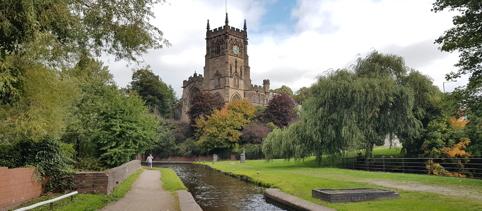 Kidderminster town landmark and surrounding residential area